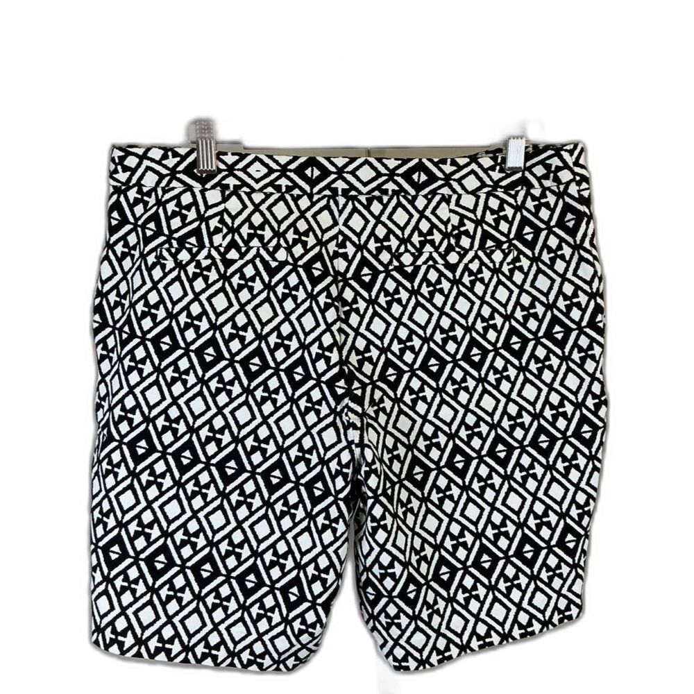 Mario Serrani Italy Bermuda Women's Black And White Stretch Shorts Size 14